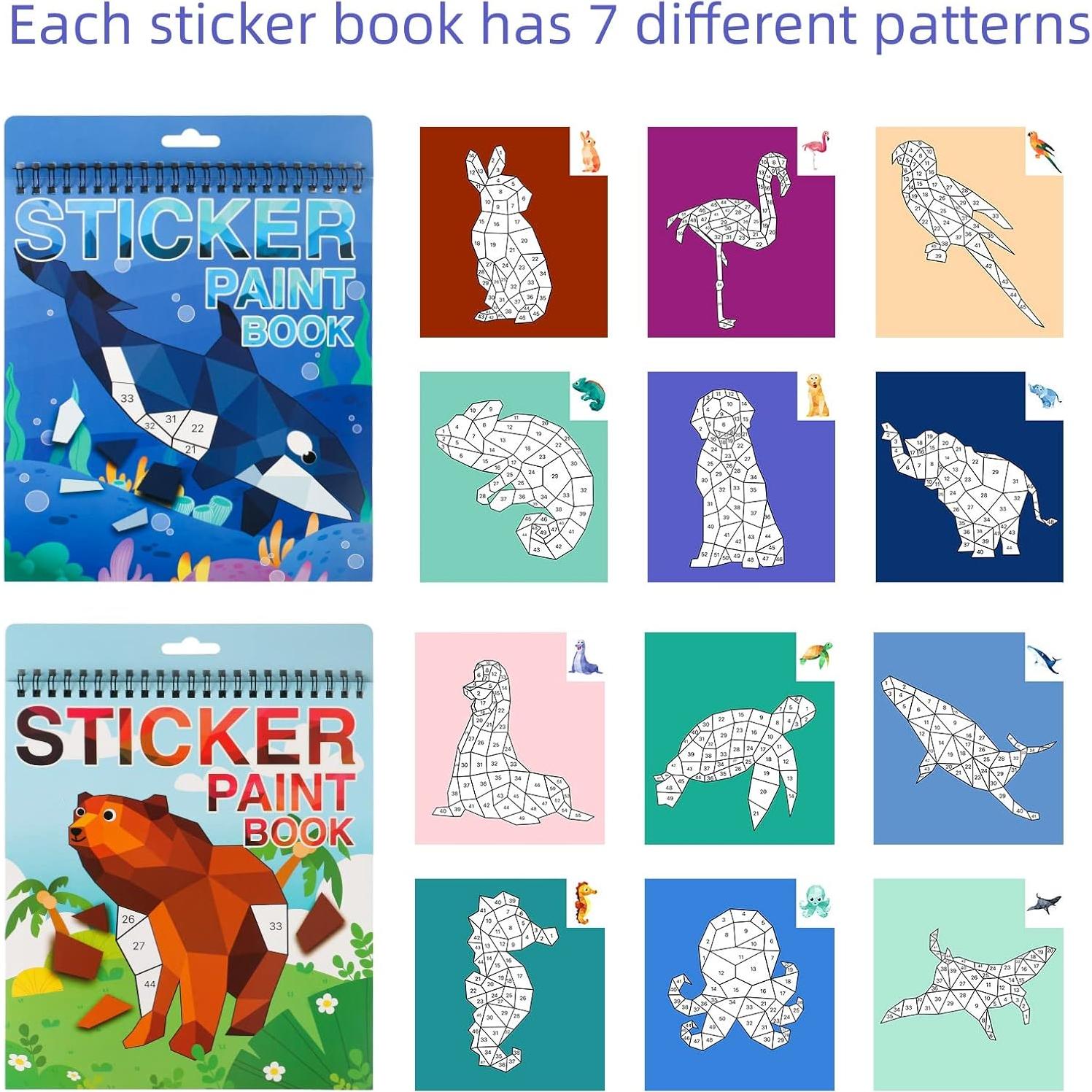 2 Libros de Stickers para Niños TPQKA Océano y Animales