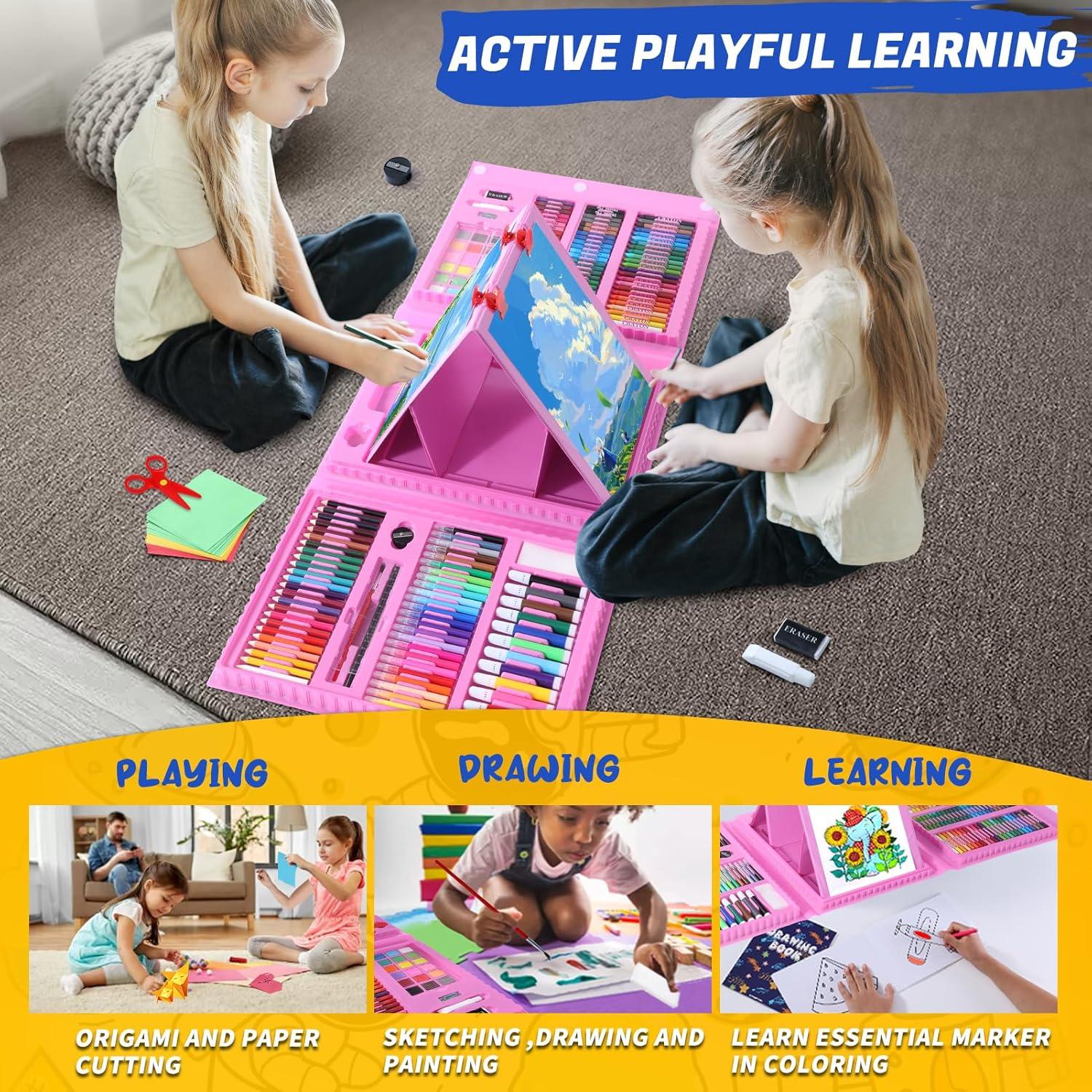 Kit de Arte Todo en Uno AOTEMOON para Niños Rosa 243 Piezas