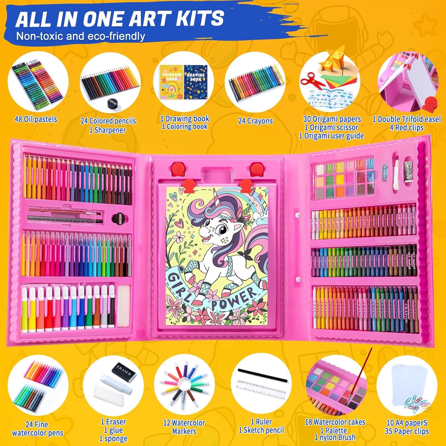 Kit de Arte Todo en Uno AOTEMOON para Niños Rosa 243 Piezas
