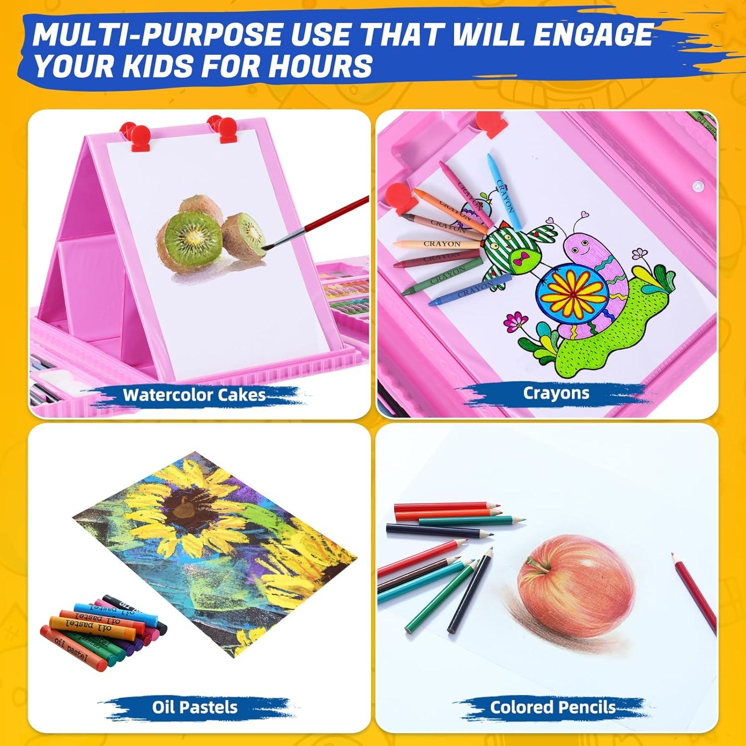Kit de Arte Todo en Uno AOTEMOON para Niños Rosa 243 Piezas
