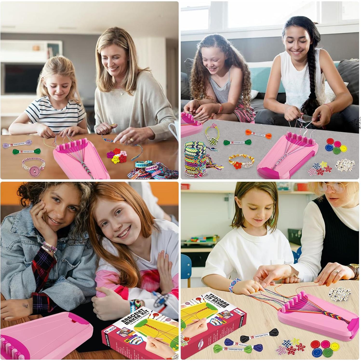 Kit de Fabricación de Pulseras de Amistad Maynacs Rosa 28 Hilos