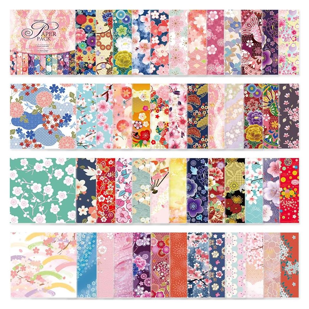 Kit de Papel Origami 50 Hojas 70GSM 15x15cm Doble Cara Qianshan