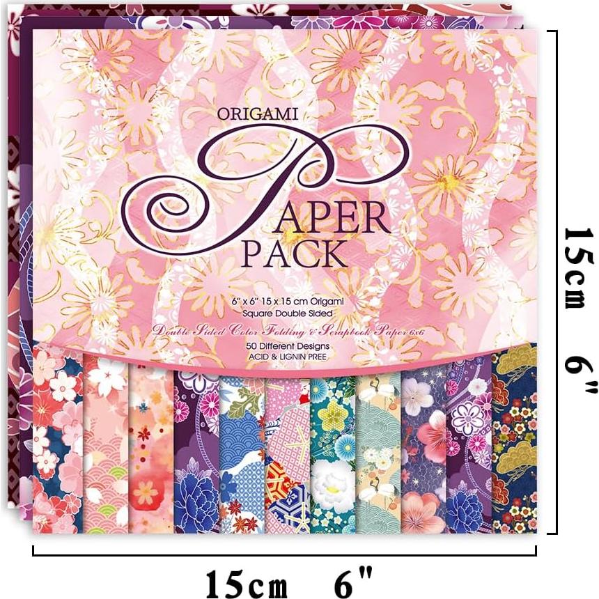 Kit de Papel Origami 50 Hojas 70GSM 15x15cm Doble Cara Qianshan