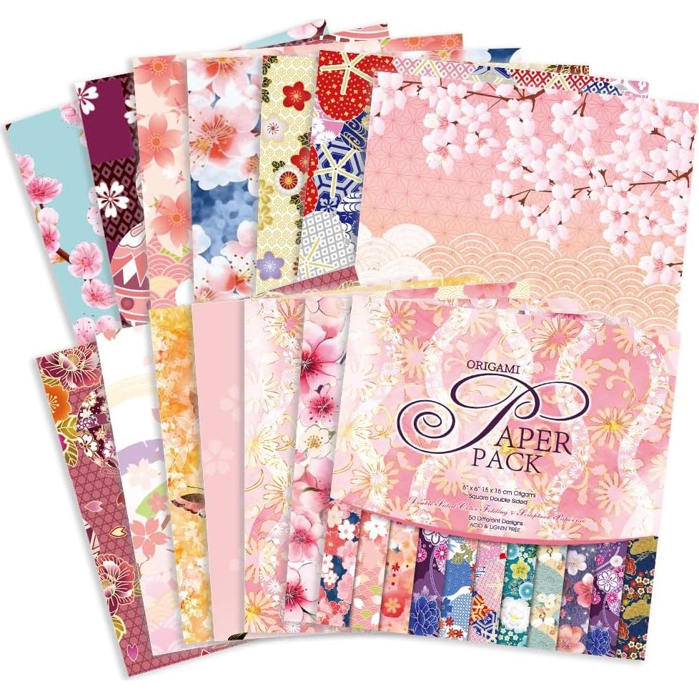 Kit de Papel Origami 50 Hojas 70GSM 15x15cm Doble Cara Qianshan