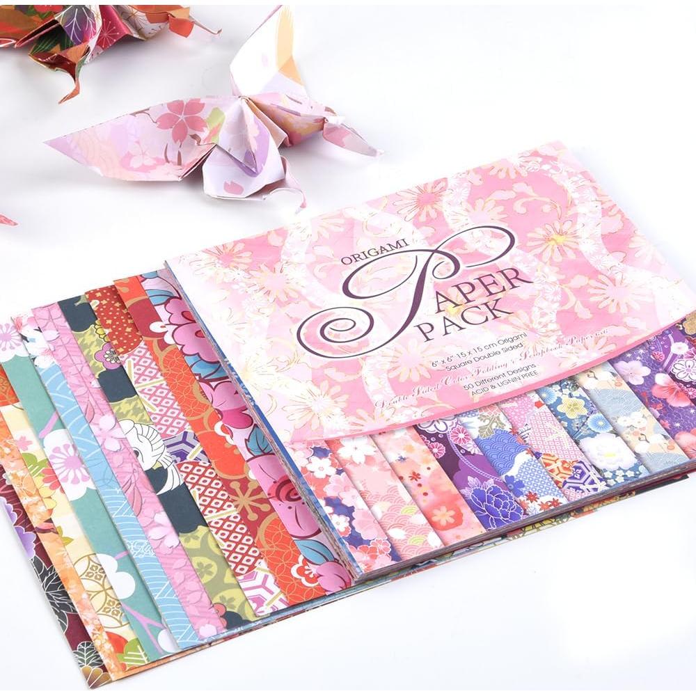 Kit de Papel Origami 50 Hojas 70GSM 15x15cm Doble Cara Qianshan