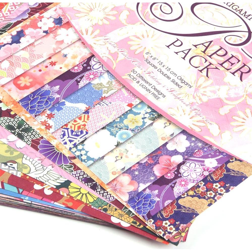 Kit de Papel Origami 50 Hojas 70GSM 15x15cm Doble Cara Qianshan