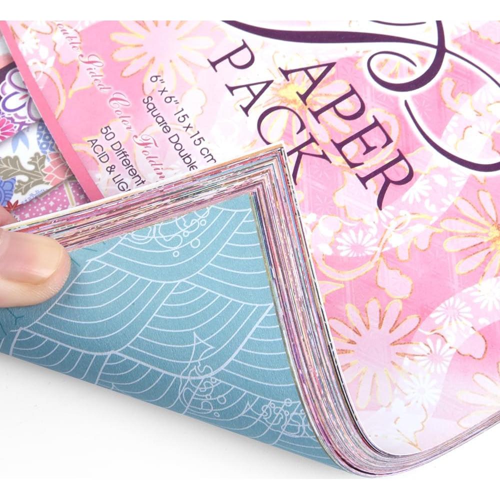 Kit de Papel Origami 50 Hojas 70GSM 15x15cm Doble Cara Qianshan