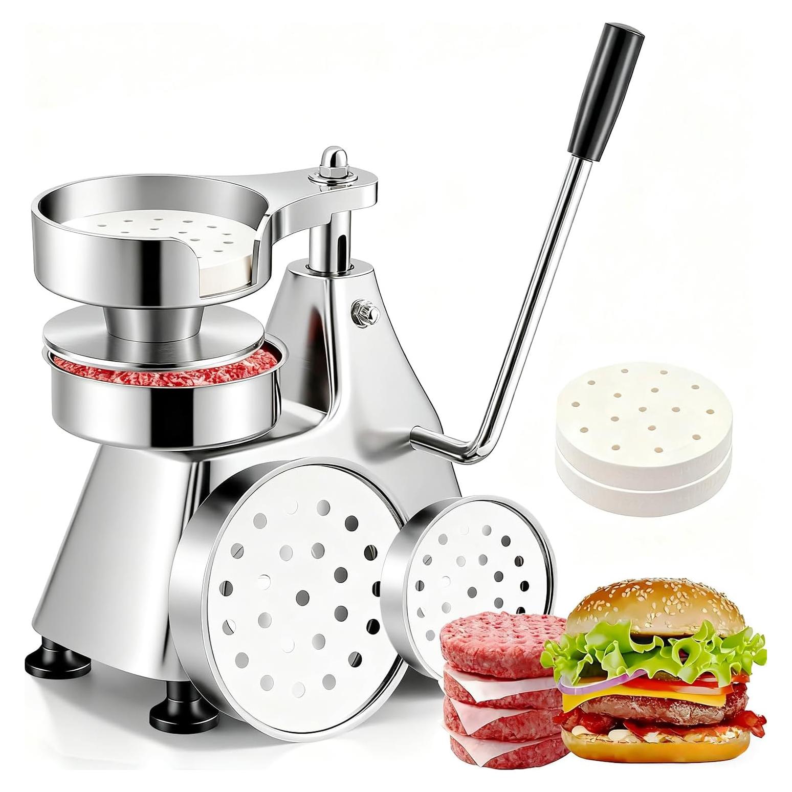 Prensa de Hamburguesas Comercial CTJ 3-en-1 Acero Inoxidable 4-6"