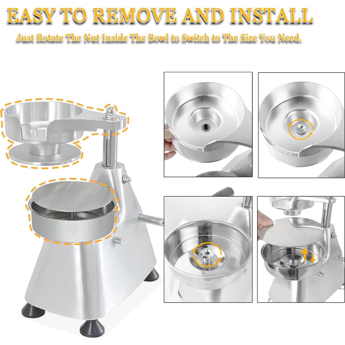 Prensa de Hamburguesas Comercial CTJ 3-en-1 Acero Inoxidable 4-6"