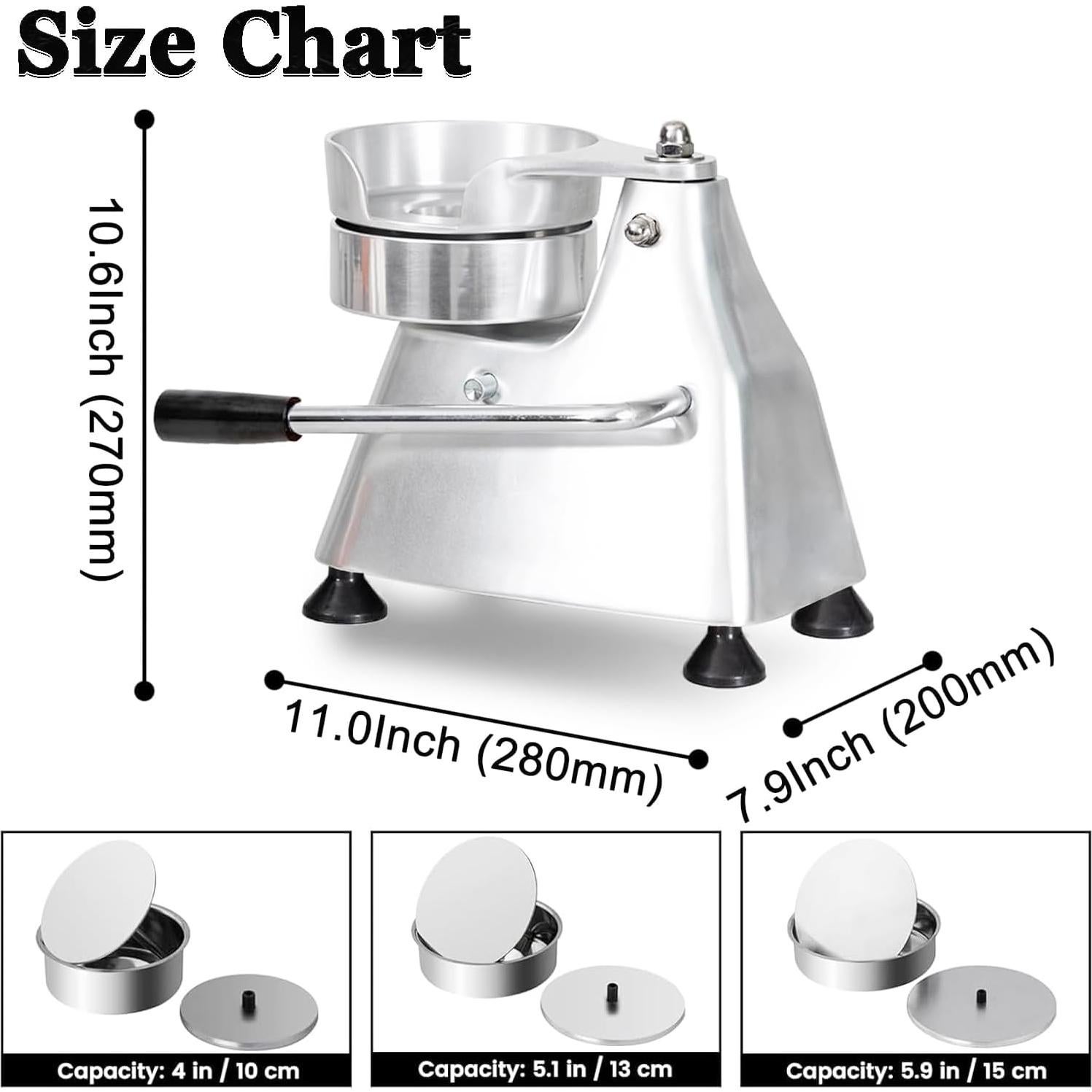 Prensa de Hamburguesas Comercial CTJ 3-en-1 Acero Inoxidable 4-6"