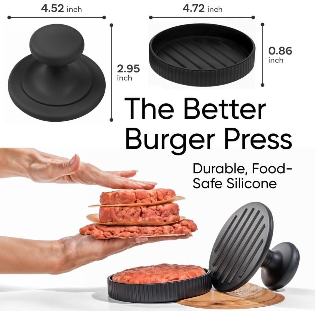 Prensa de Hamburguesas Silicona BRAVADIN 380g con 100 Papeles