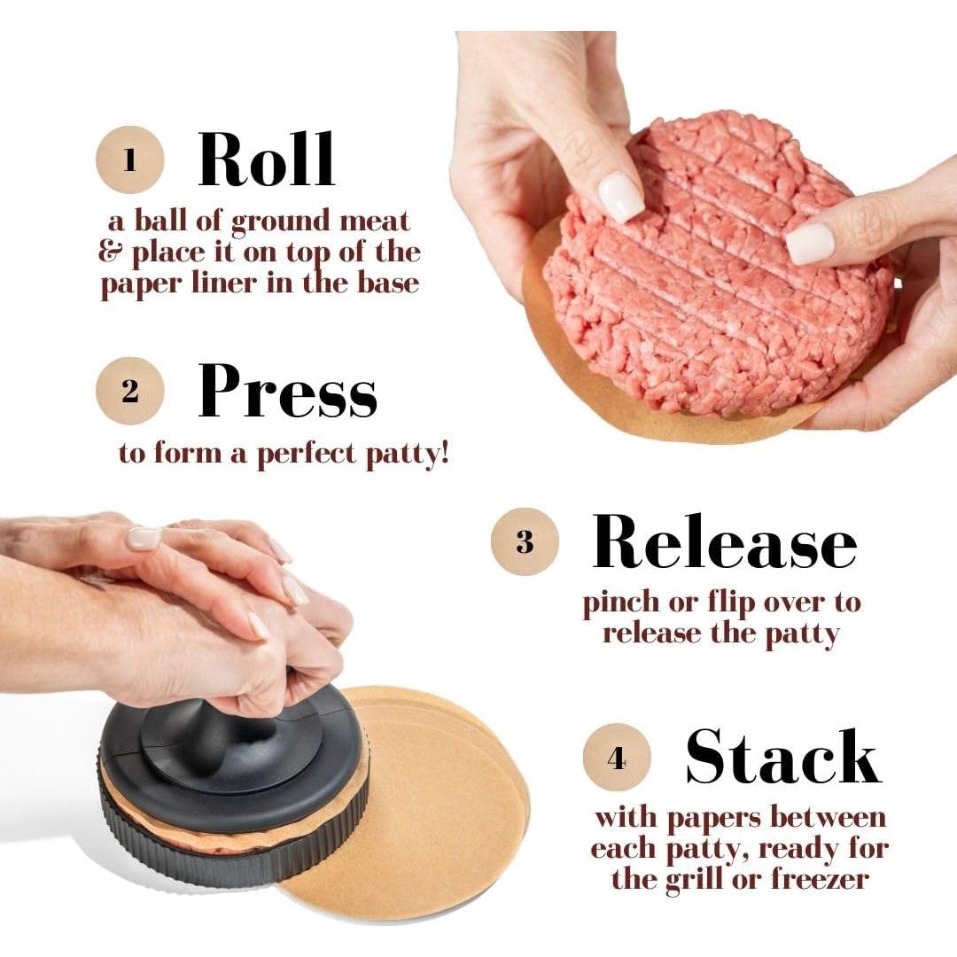 Prensa de Hamburguesas Silicona BRAVADIN 380g con 100 Papeles