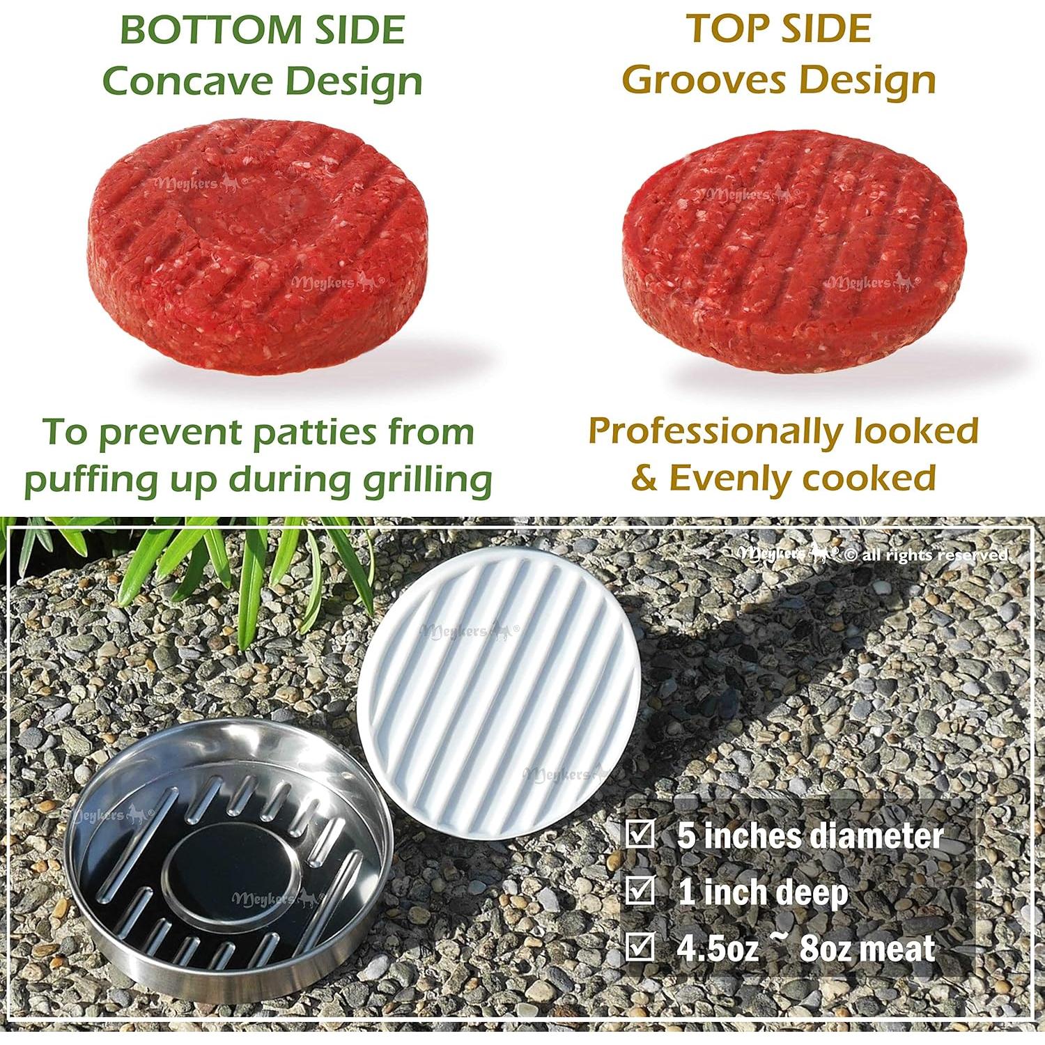 Prensa de Hamburguesas Meykers 5" Acero Inoxidable con 100 Papeles