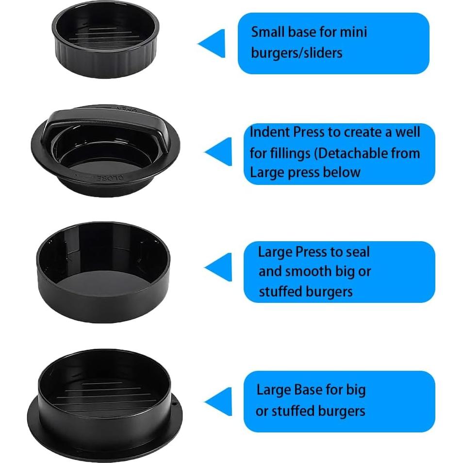 Prensa de Hamburguesas 3 en 1 KWBLWF Antiadherente con 100 Papeles