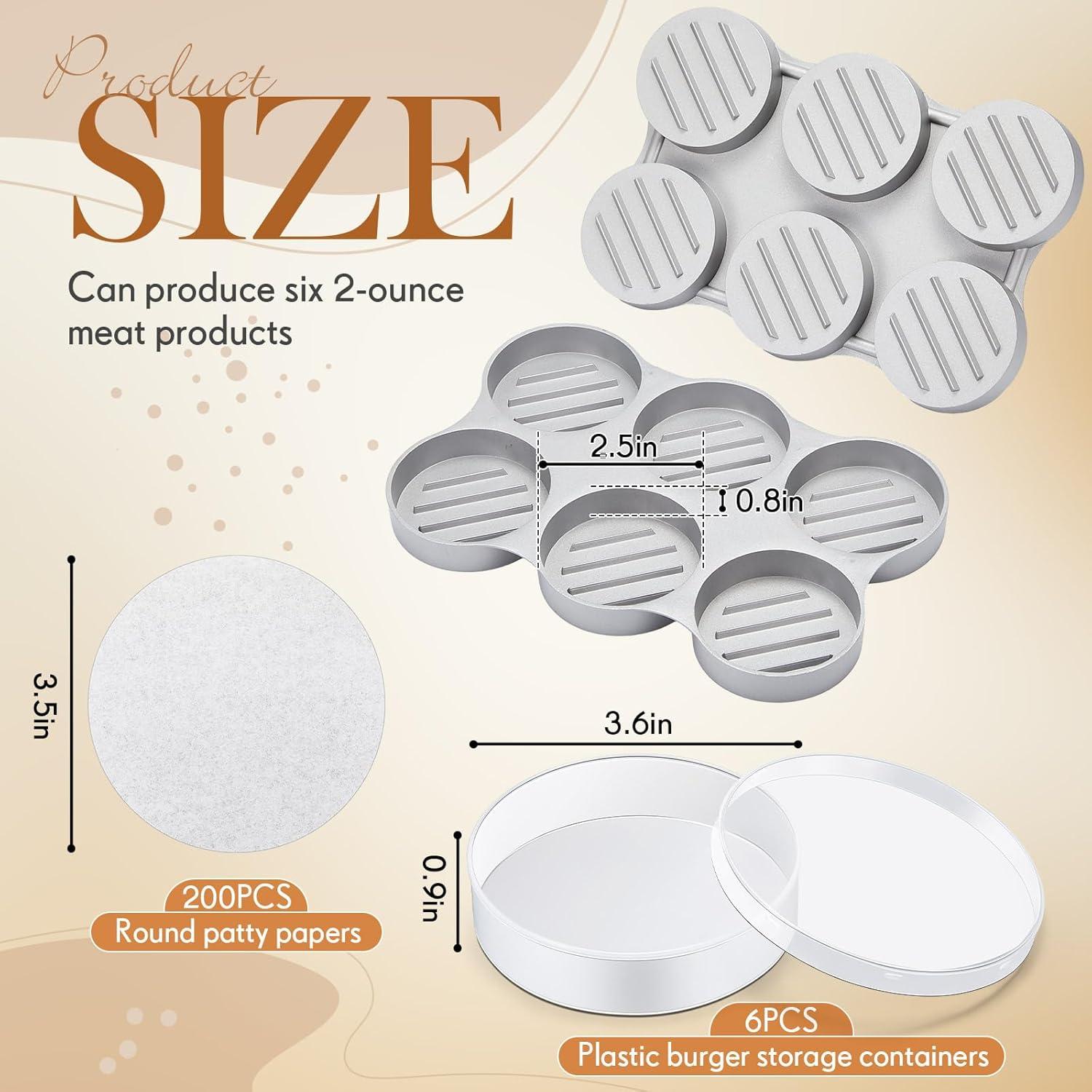 Prensa de Mini Hamburguesas Reallnaive con 200 Papeles y 6 Contenedores