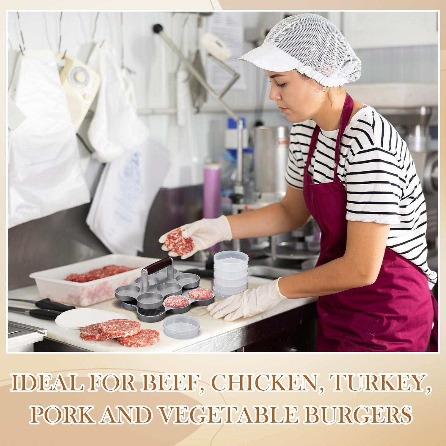 Prensa de Mini Hamburguesas Reallnaive con 200 Papeles y 6 Contenedores