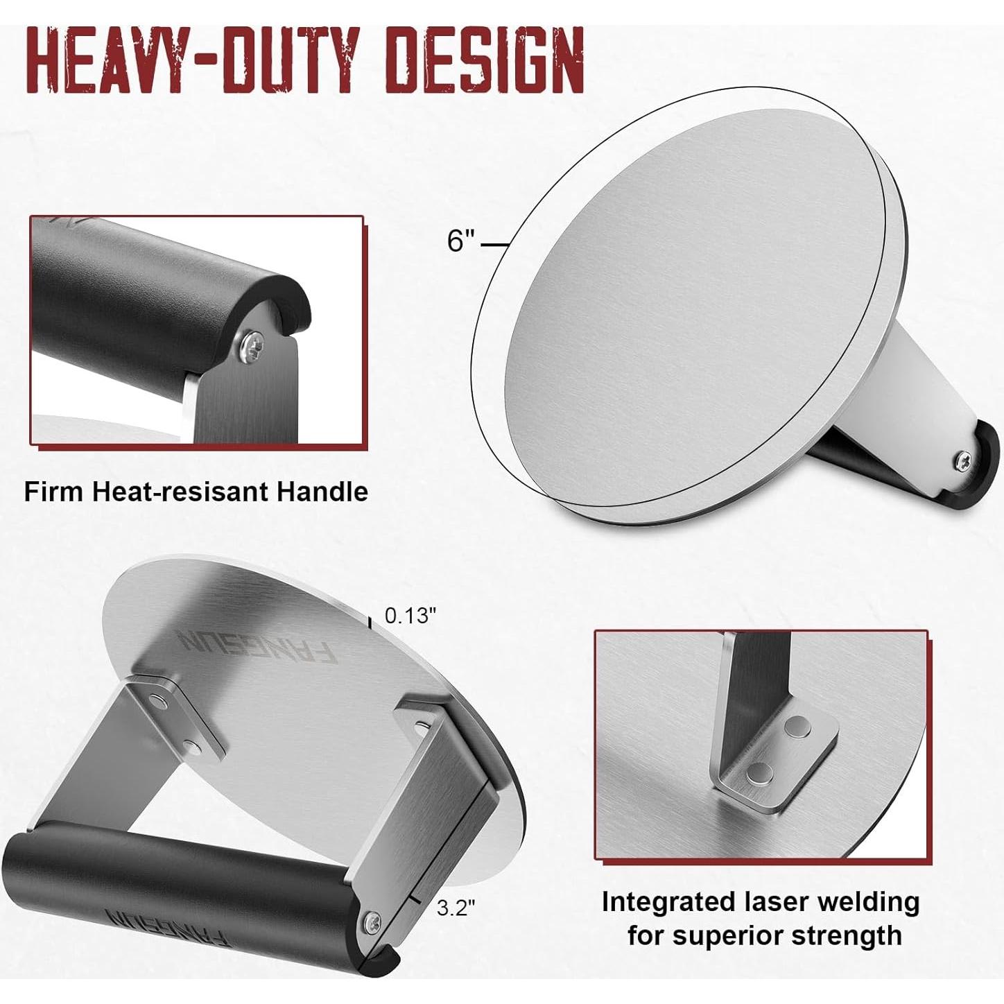 Prensa de Hamburguesas FANGSUN 15cm Acero Inoxidable Antiadherente
