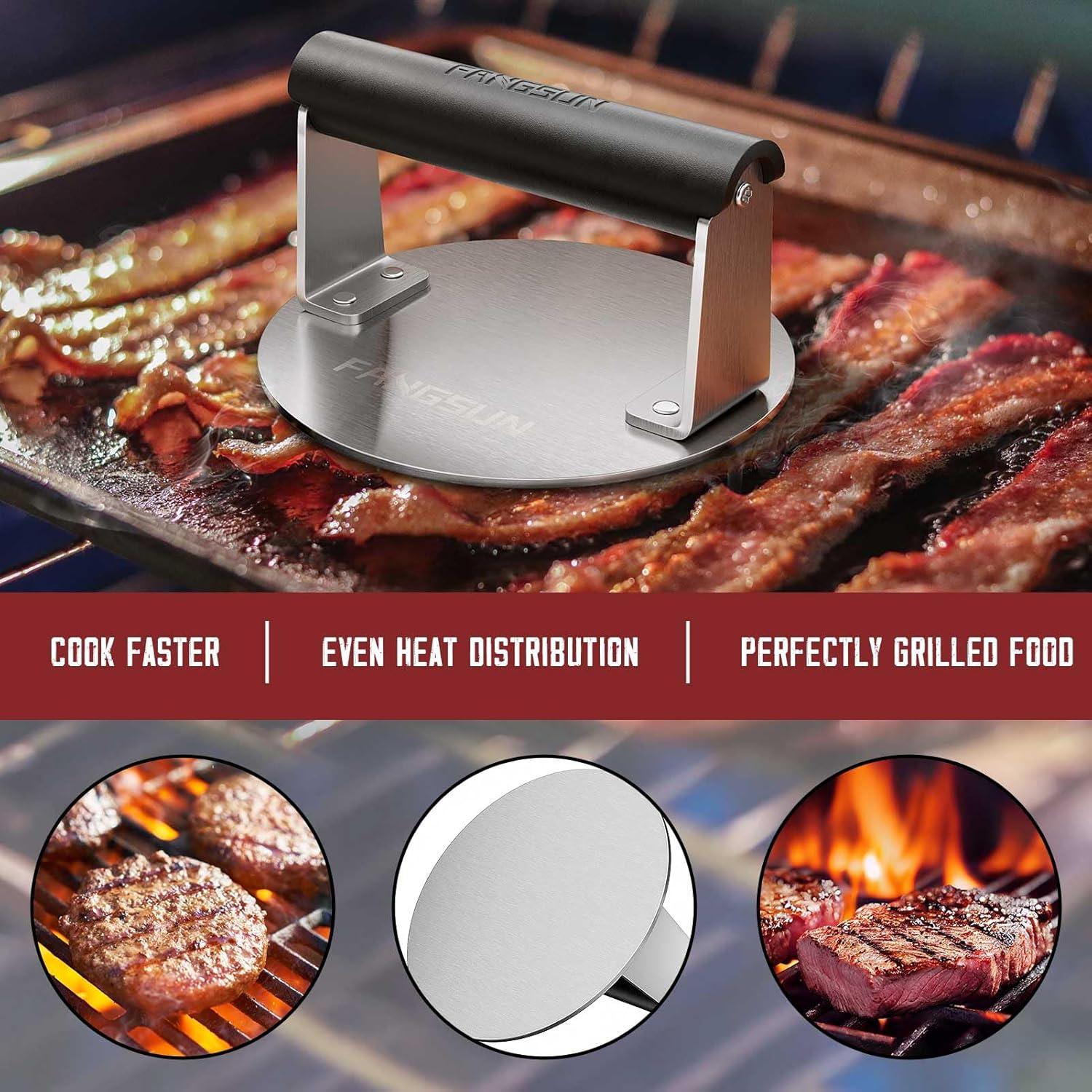 Prensa de Hamburguesas FANGSUN 15cm Acero Inoxidable Antiadherente