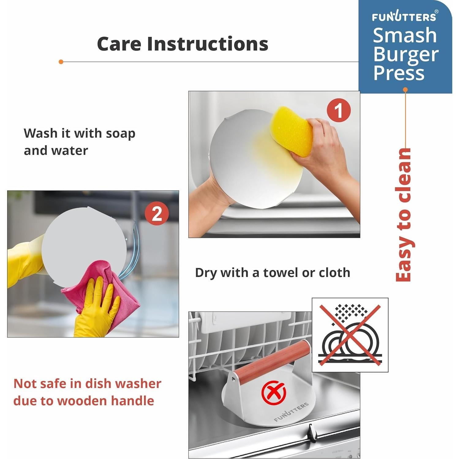 Prensa para Hamburguesas Funutters 6" Acero Inoxidable 304