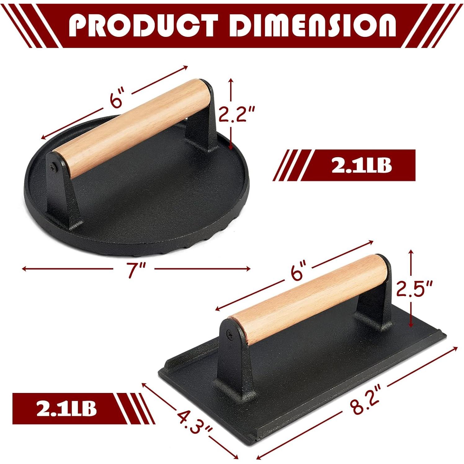 Prensa de tocino HaSteeL 2 Piezas Hierro Fundido 7" y 8"