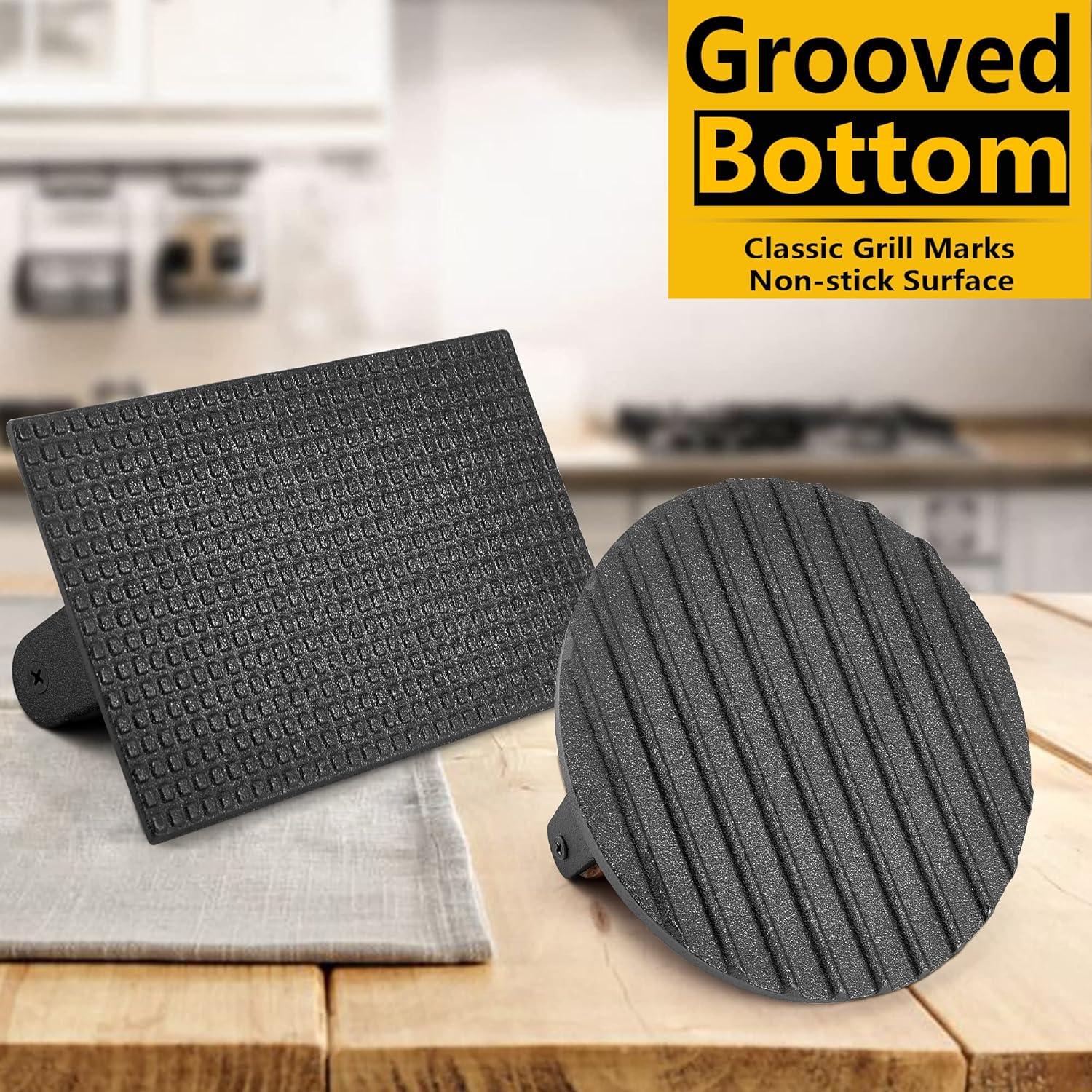 Prensa de Hamburguesas y Tocino Leonyo 2 Pcs Hierro Fundido