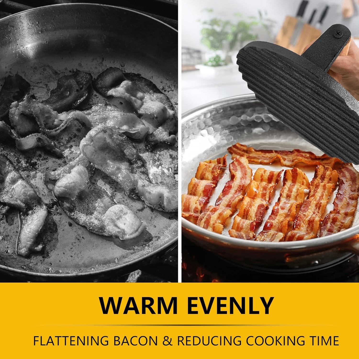 Prensa de Hamburguesas y Tocino Leonyo 2 Pcs Hierro Fundido