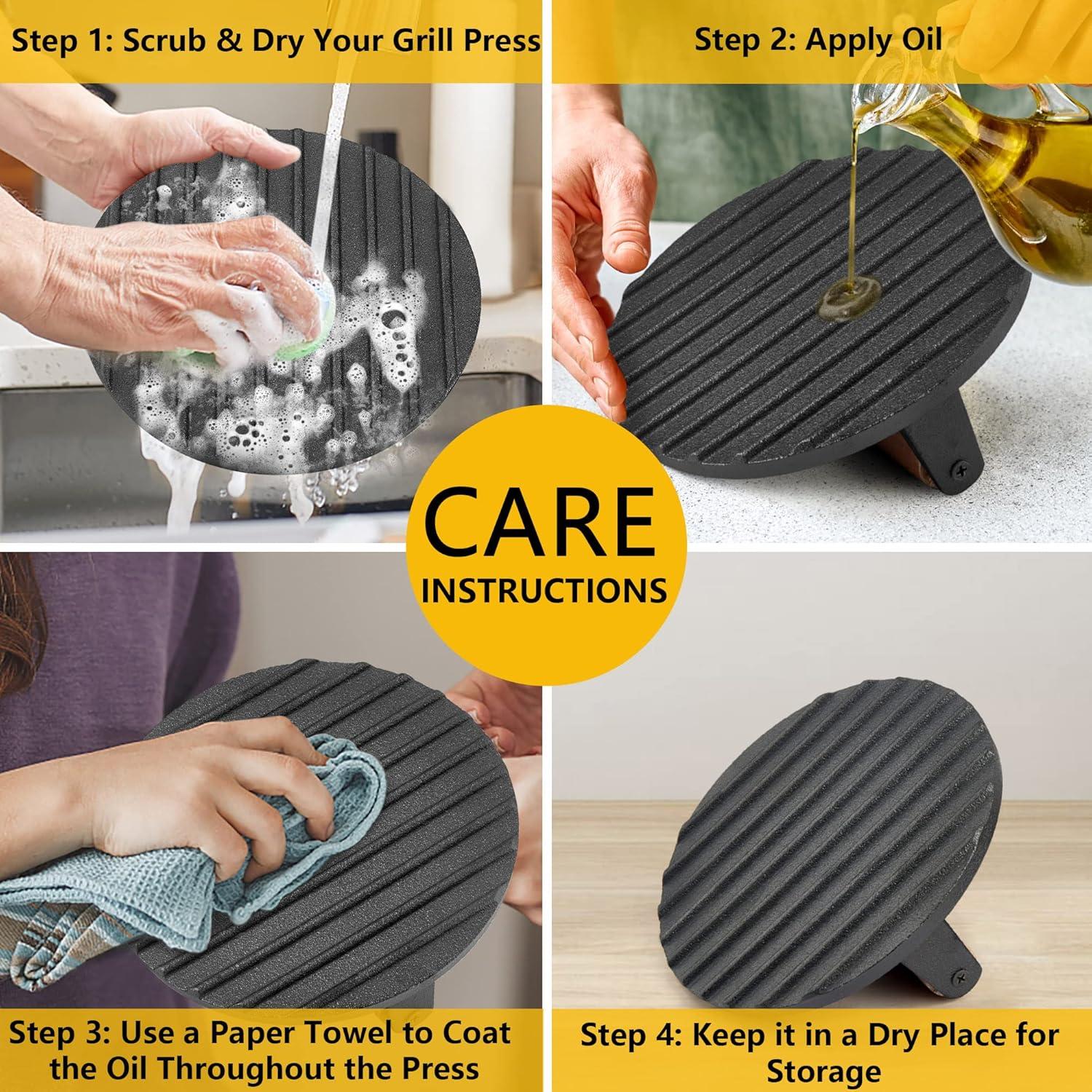 Prensa de Hamburguesas y Tocino Leonyo 2 Pcs Hierro Fundido