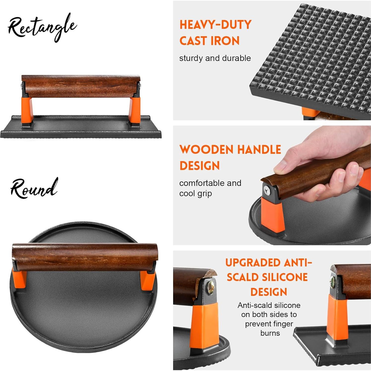 Kit de Prensa para Hamburguesas GGC Hierro Fundido 2 Piezas