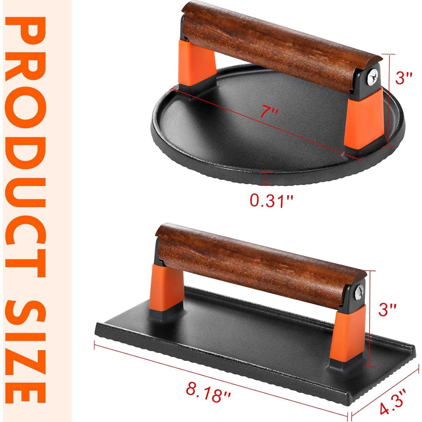 Kit de Prensa para Hamburguesas GGC Hierro Fundido 2 Piezas