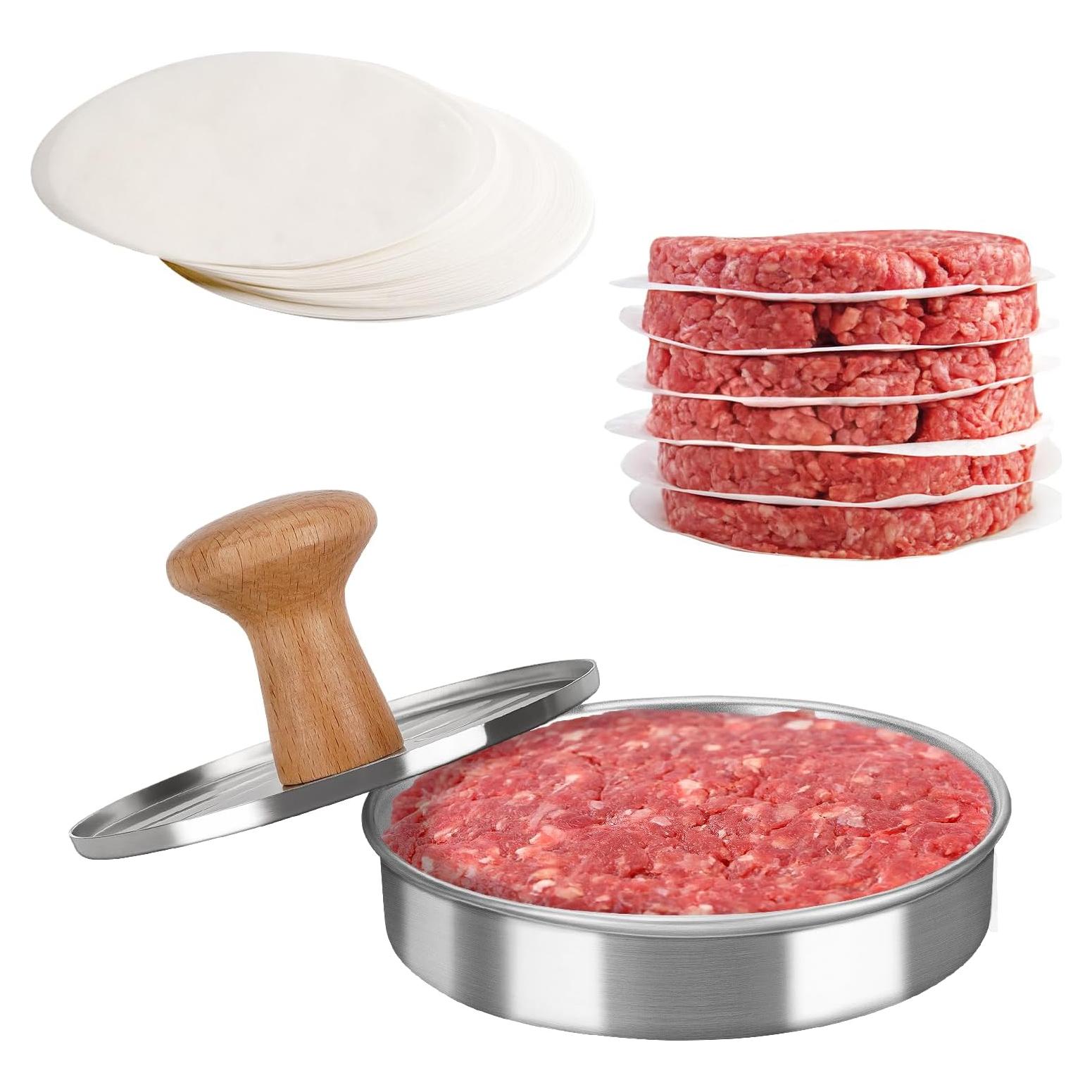 Prensa de Hamburguesas Acero Inoxidable Cook Guy 13.34 cm Antiadherente