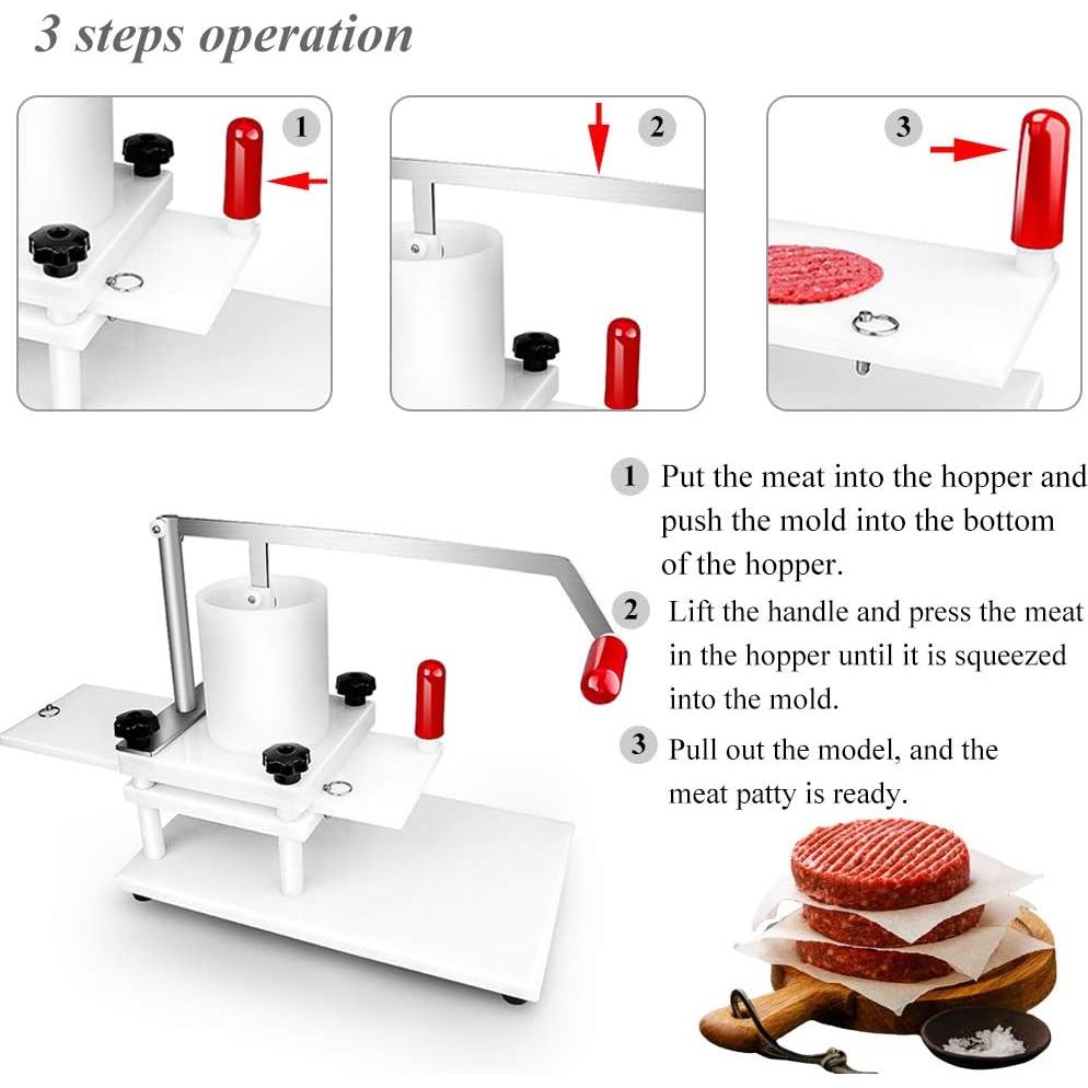 Prensa Manual de Hamburguesas Huanyu 6 Piezas 13 cm PE/Acero Inoxidable