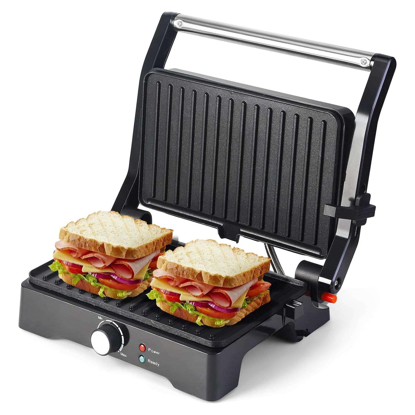Prensa Panini Grill UVFAST JK-308M 3 en 1 Antiadherente Negro