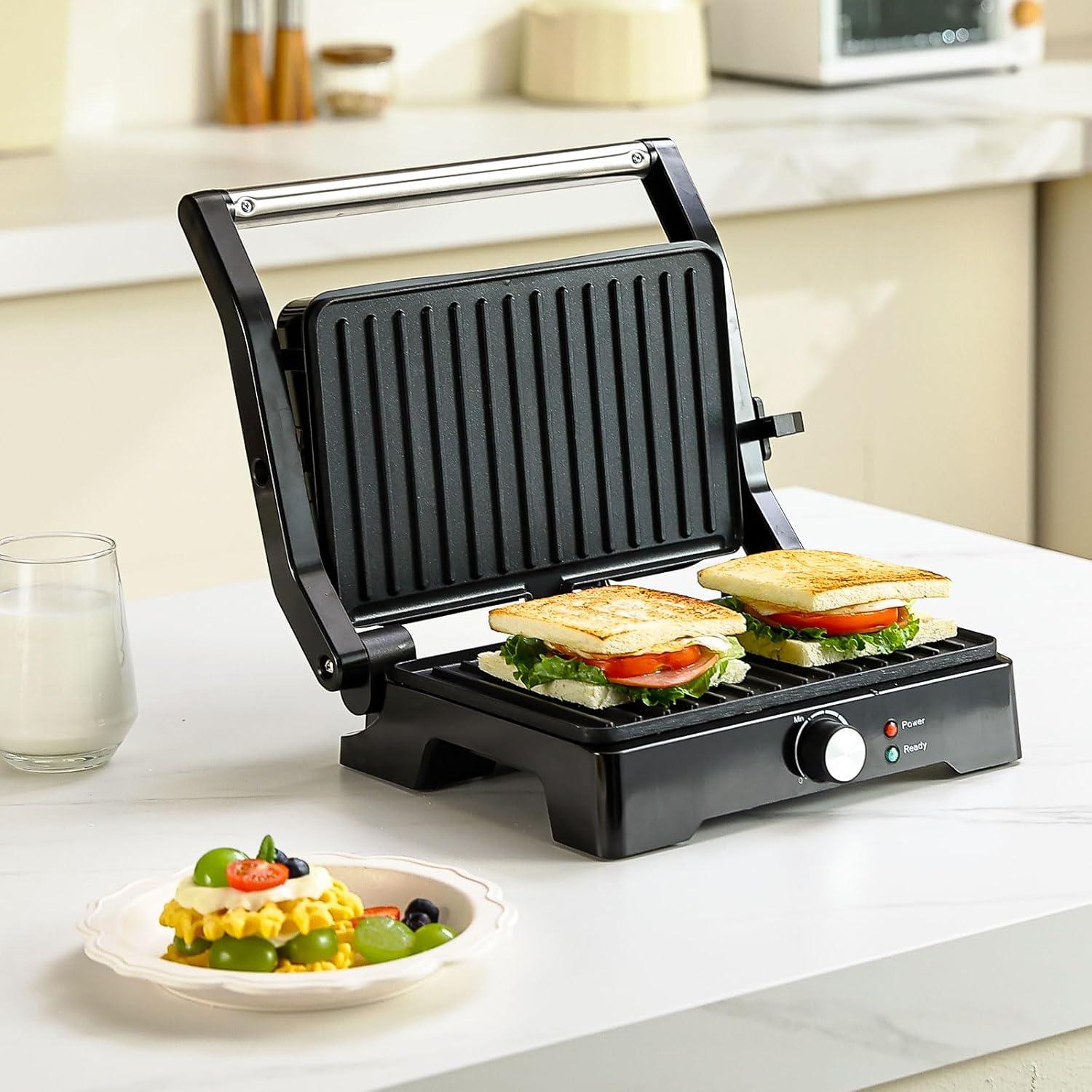 Prensa Panini Grill UVFAST JK-308M 3 en 1 Antiadherente Negro