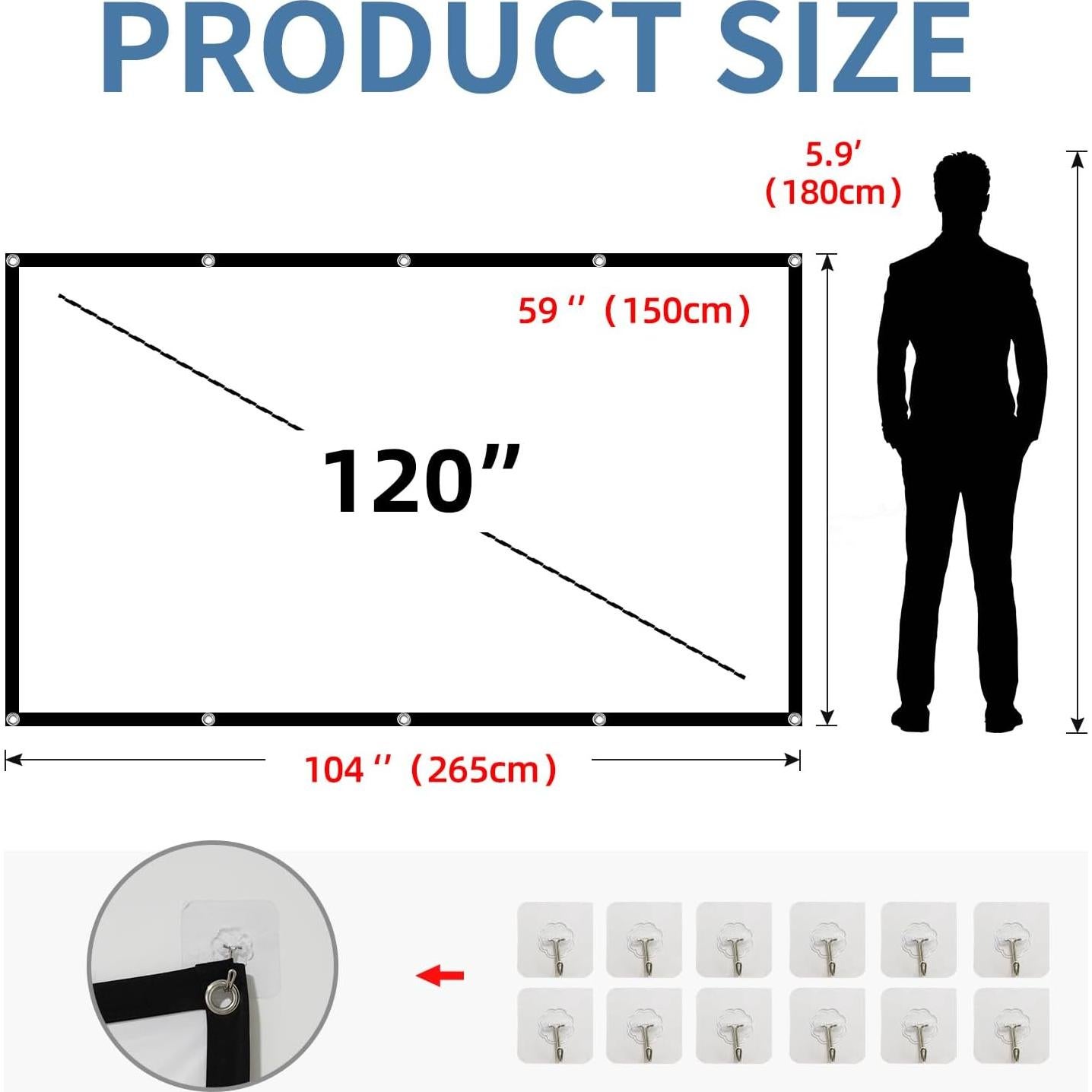 Pantalla de proyector HUANYINGBJB 120" HD Plegable Doble Cara