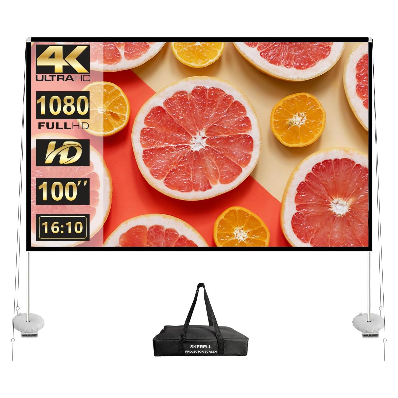 Pantalla de Proyector Exterior SKERELL 100" 4K HD 16:10 Plegable