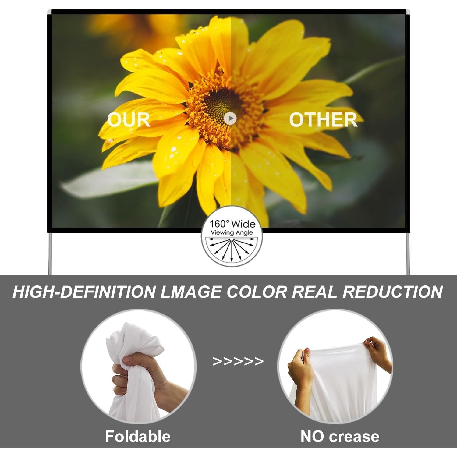 Pantalla de Proyector Exterior SKERELL 100" 4K HD 16:10 Plegable