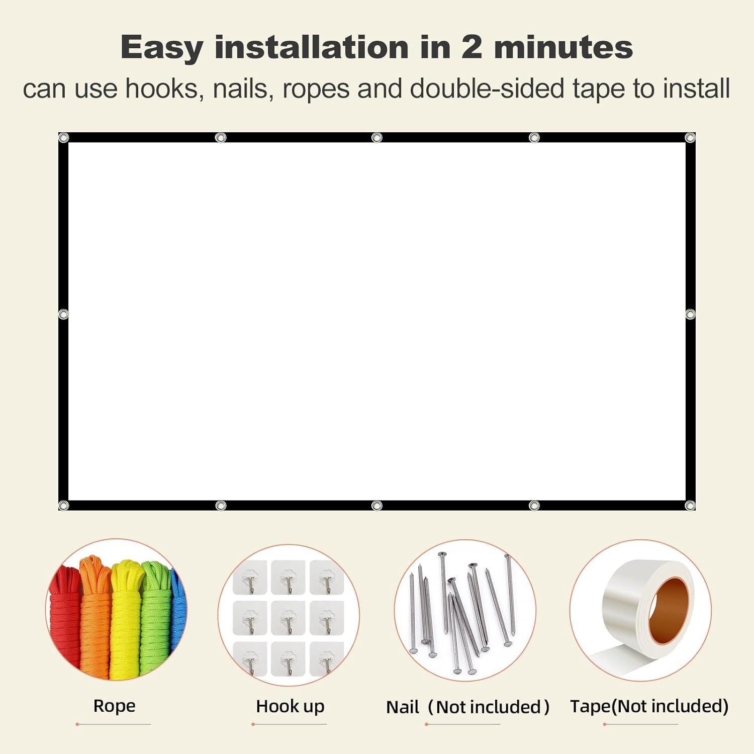 Pantalla de proyector XINLEMY 150" 4K HD Plegable Doble Cara