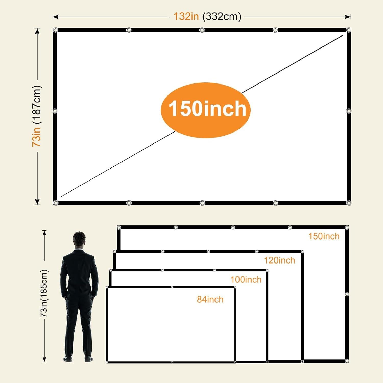 Pantalla de proyector XINLEMY 150" 4K HD Plegable Doble Cara