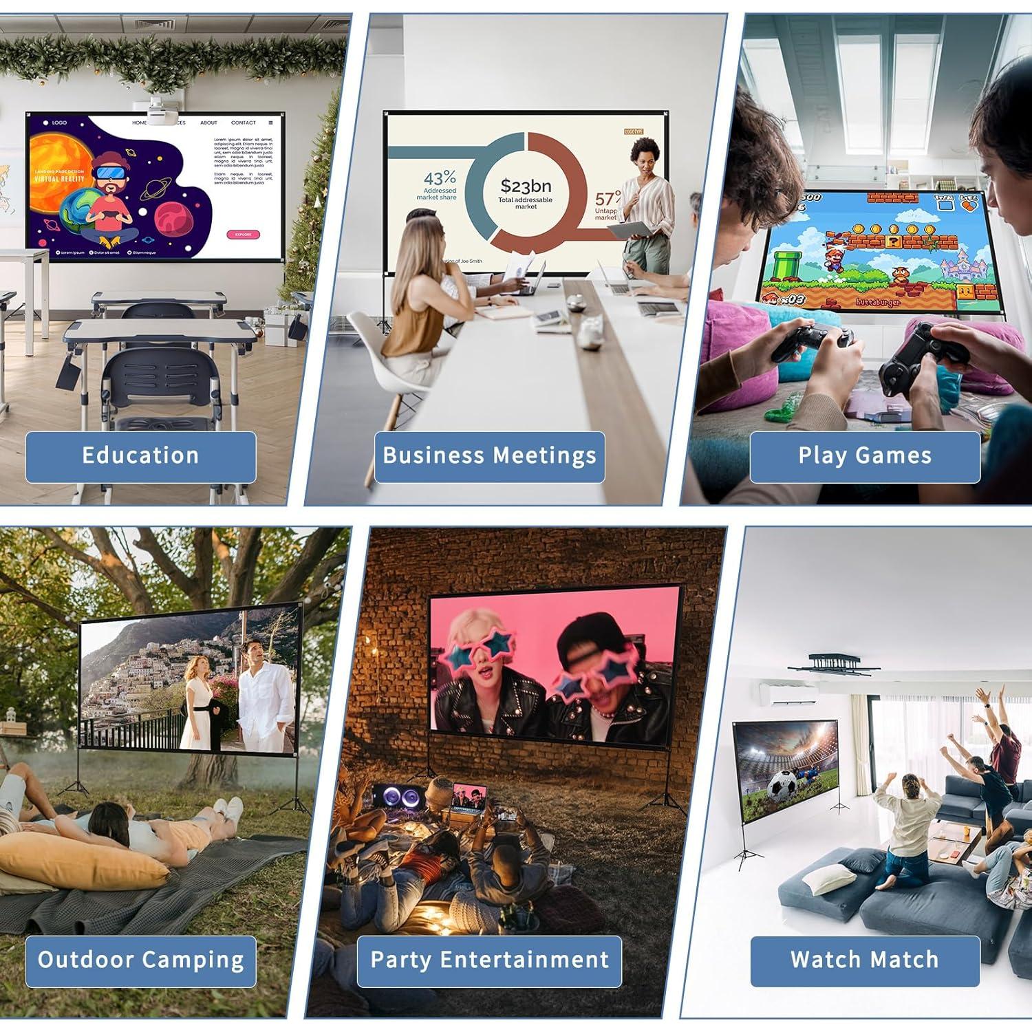 Pantalla de Proyector 120" Visulapex 4K HD Plegable Portátil