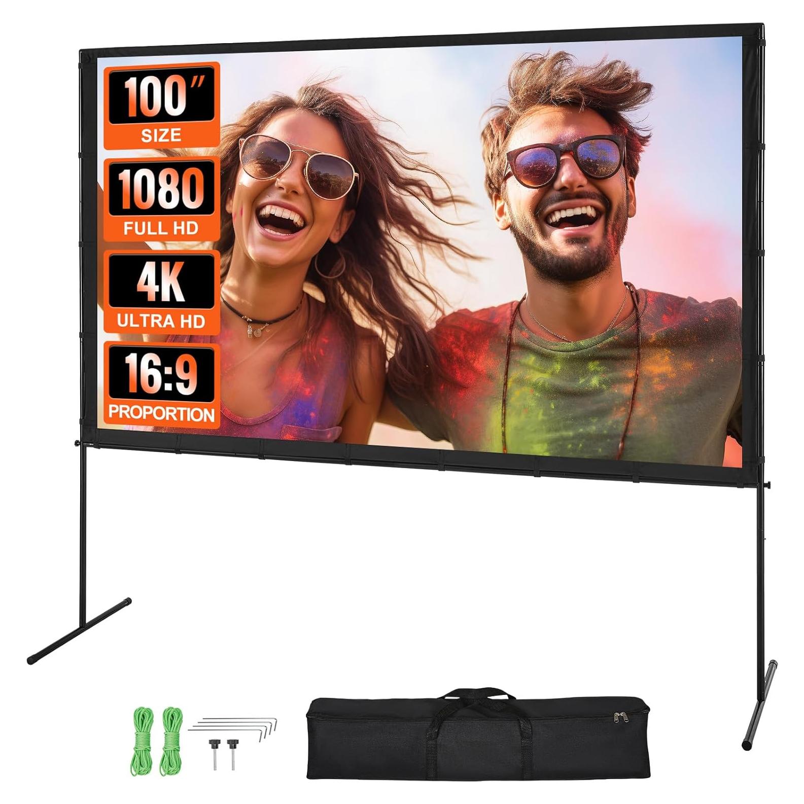 Pantalla de Proyector VEVOR 100" 16:9 HD con Soporte