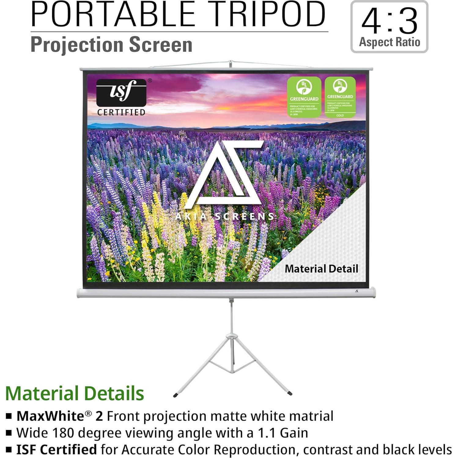 Pantalla de Proyector Akia 100" Plegable 4:3 HD Trípode