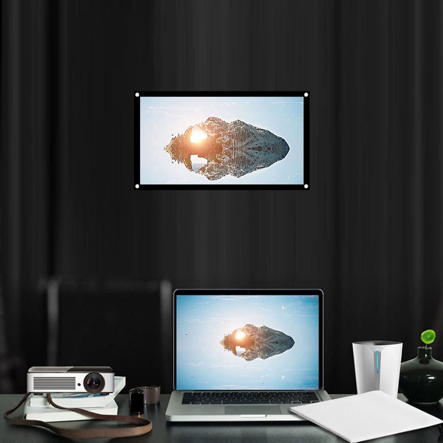 Pantalla de proyector portátil Tbest 101.6 cm blanca sin arrugas