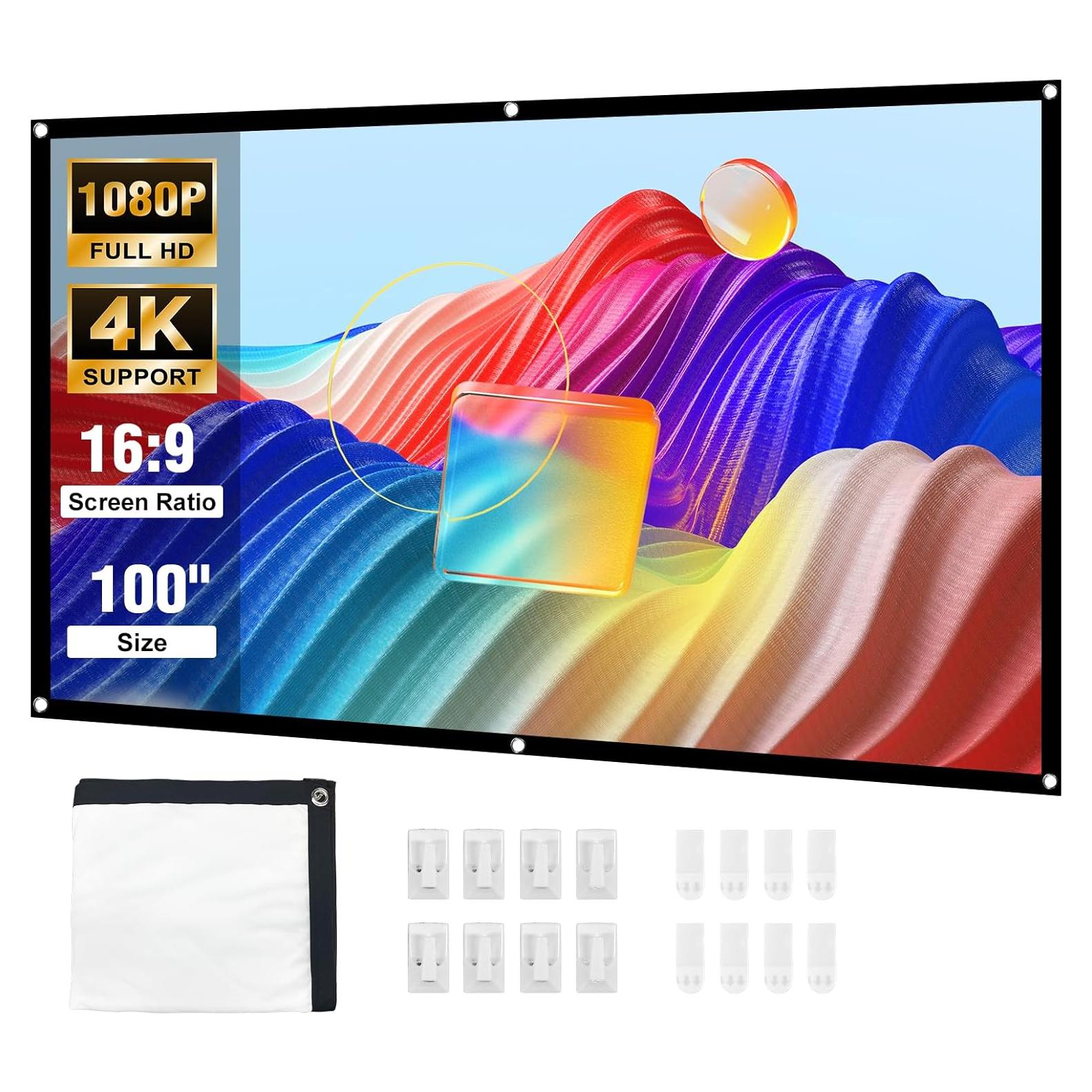 Pantalla de Proyector HAPPRUN 100" Plegable 16:9 para Cine