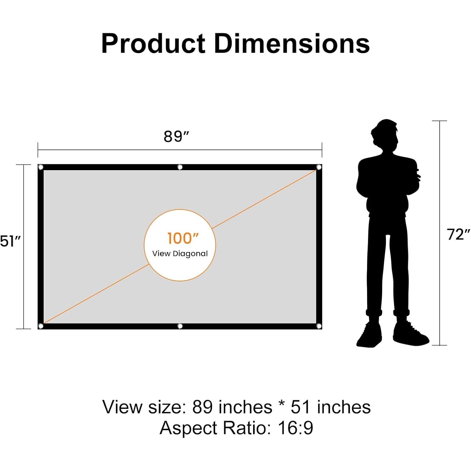 Pantalla de Proyector HAPPRUN 100" Plegable 16:9 para Cine