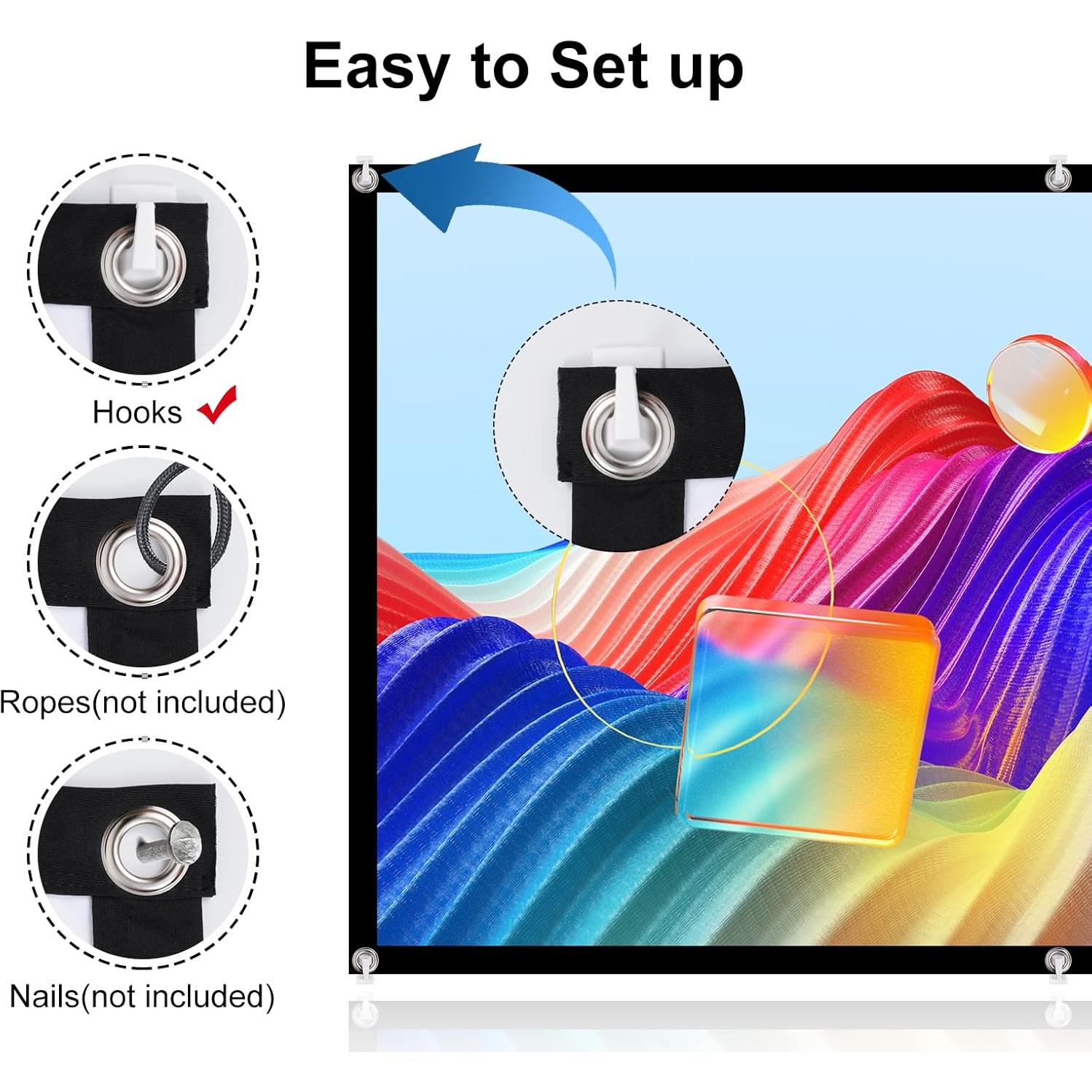 Pantalla de Proyector HAPPRUN 100" Plegable 16:9 para Cine