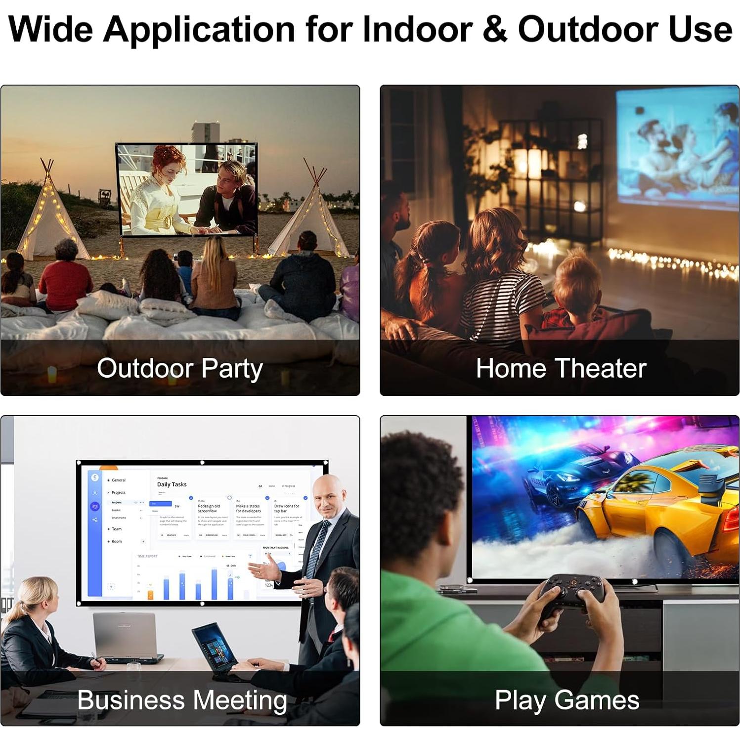 Pantalla de Proyector HAPPRUN 100" Plegable 16:9 para Cine