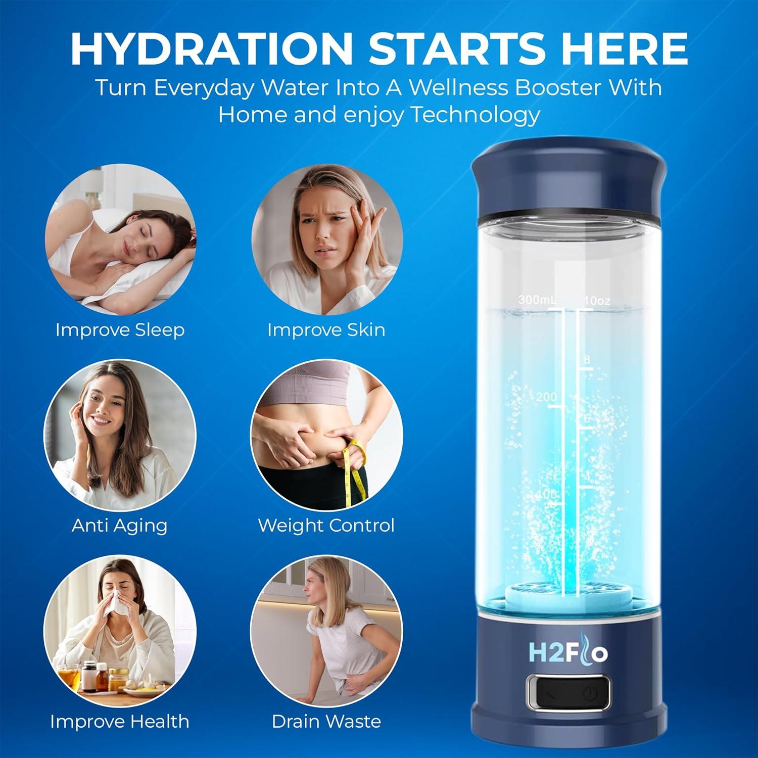 Botella de Agua H2Flo - Generador de Hidrógeno Portátil USB