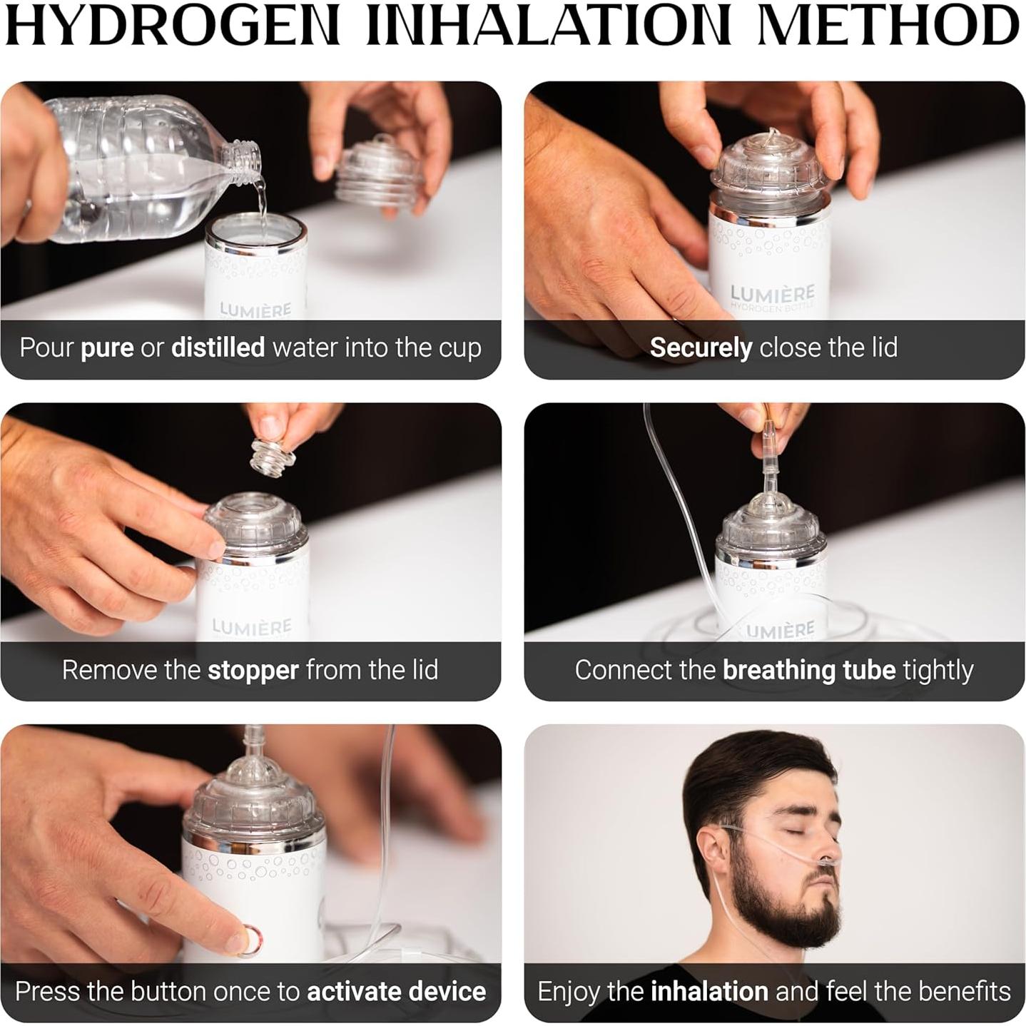 Botella de Agua Hidrógeno HydroHealth Blanca 250ml - Ionizadora Portátil