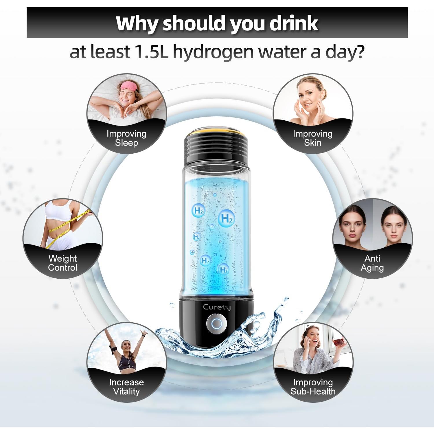 Botella de Agua de Hidrógeno Curety 303A 3 en 1 2300PPB