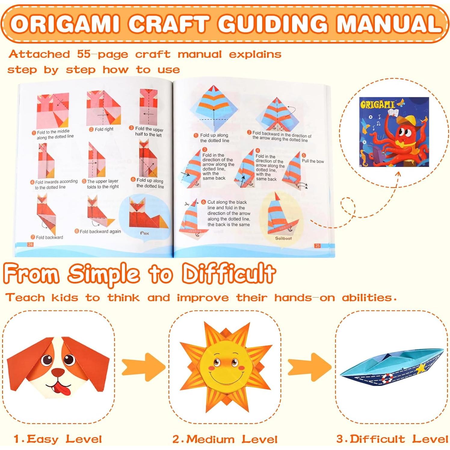 Kit de Origami para Niños Wxqfumy con 108 Piezas y Tijeras
